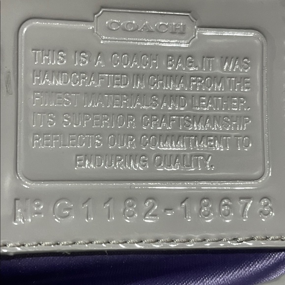 Coach grey Poppy tote with beautiful purple satin interior lining - Picture 9 of 9